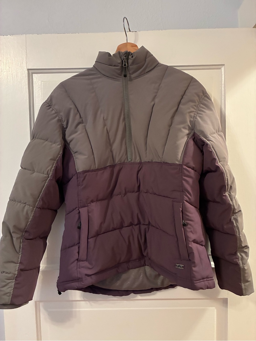 Eastern Mountain Sports Quarter Zip Women's Two-Tone Puffer Jacket Gray/Plum S